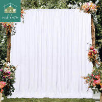 ผ้าม่านสีขาว ม่านเวที ม่านปาร์ตี้ ม่านฉากหลัง ม่านฉากหลัง Ice Silk Wedding Backdrop Curtains with Hanging Pocket Tier for Party Wedding Baby Shower Birthday Decorations(3x3M)