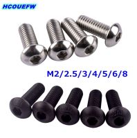 HCOUEFW 5-50pcs ISO7380 M2 M2.5 M3 M4 M5 M6 M8 304 Stainless Steel or Black 10.9 Grade Hex Socket Button Head Allen Bolt Screw