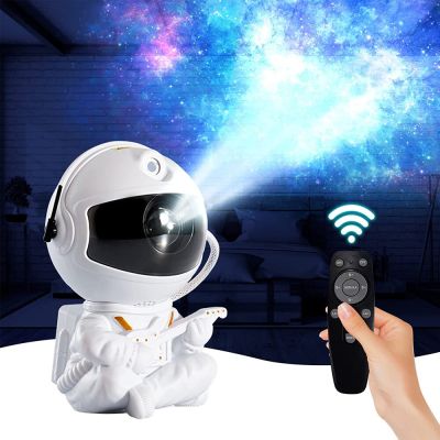 Galaxy Star Projector Astronaut Night Light Sky Starry Nebula Aurora Lamp Mini Cute with Remote Control for Kids Bedroom Ceiling Night Lights