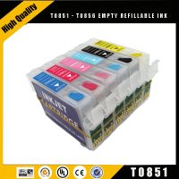 Einkshop เปลี่ยนตลับหมึกว่างเปล่าเติมได้ T0856 T0851สำหรับ T60 Epson 1390ตลับหมึกเครื่องพิมพ์ที่มีชิปโค้ง