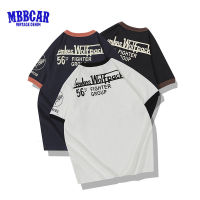 เสื้อยืดแขนสั้นผู้ชาย MBBCAR 2023ใหม่ฤดูร้อนสไตล์ทหาร230กรัมสีกากีคลาสสิกแบบย้อนยุค