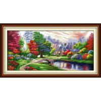 2021JoySunday Precise Printing Ambilight Cross Stitch Kit, Dream Home Landscape Counting Cross Stitch DIY Set Chinese Embroidery Kit