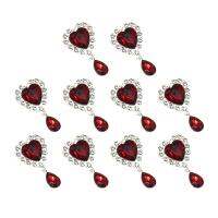 10x Heart Rhinestone Buttons Rhinestone Charms for DIY Headband Garments Haberdashery