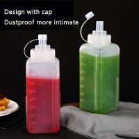 hotx【DT】 800/1000ml Plastic Sauce Bottles Squeeze Flask Large Caliber Dustproof Household Seasoning