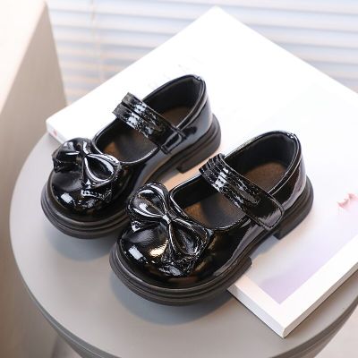 Black Children Leather Shoes for Girls 2023 New Soft Breatheable Simple Non-slip Kids Shoes Drop Shipping Round-toe Shallow PU