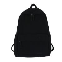 Solid Black Backpack Neutral minimalist style Unisex Leisure Or Travel Bag 100 Cotton Canvas School Bag High Quality Book Bag