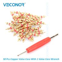 50Pcs Copper Material Tyre Valve Core With 1 Core Driving Wrench Tire Tyre Core Replacement Parts For Tyre Repairing