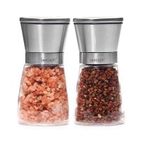 QTCF-Salt And Pepper Mill Set Of 2  304 Stainless Steel Pepper Grinder And Salt Grinder Adjustable Ceramic Rotor  Kitchen Accessories