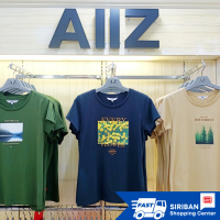 AIIZ NEW FIT REGULAR FIT ทรงตรงสวมใส่สบาย เสื้อยืดผู้หญิงคอกลมสีพื้นลายพิมพ์