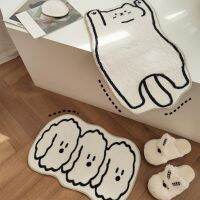 E.g. Cartoon Dog Plush Door Mat Non-Slip Animal Area Rug Water Absorbent Bathroom Floor Carpet Foo Pad Kids Bedroomom 【hot】