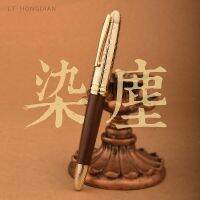 LT Hongdian 6016 Golden Metal And Natural Wood Fountain Pen Fish Scale Pattern E/EF/Bent Nib Calligraphi Writing Pens For Gift  Pens