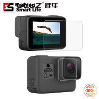 PULUZ ตัวป้องกันกรอบเคสกระจกเทมเปอร์สำหรับ Gopro Hero 5 6 7เลนส์กล้องถ่ายรูปหมวกหน้าจอ LCD ฟิล์มป้องกัน