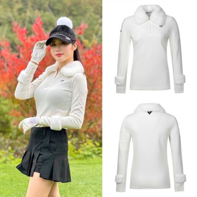 [COD] Korean golf womens zipper sports top fashion temperament autumn and winter thickened warm long-sleeved collar
