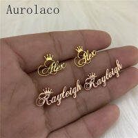 AurolaCo Custom ชื่อต่างหู Custom Studs ต่างหูบุคลิกภาพดาวและ Moon Heart Crown ต่างหูของขวัญสำหรับเพื่อนที่ดีที่สุด Girls