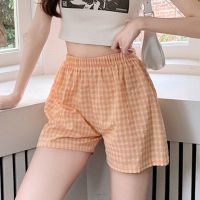 Summer Women Plaid Floral Cotton Homewear Causal Pants Shorts Floral Plaid Shorts Plus Size Pajama Pants Shorts Outside Clothing