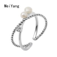 MeiYang แหวนมุกสไตล์เกาหลีสำหรับผู้หญิง,แหวนนิ้วชี้ทรงเรขาคณิตสไตล์ฮิปฮอปสำหรับเป็นของขวัญเครื่องประดับ
