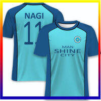 2023 3D แปดกงฤดูร้อน 4 Jersey อะนิเมะ Blue Lock ชายเมืองส่องแสงคอสเพลย์ Bola Manga คอกลมเสื้อยืด XS-5XL