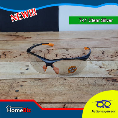 Action Eyeware  รุ่น 741 Clear Silver แว่นใส2020,แว่นตานิรภัย, แว่นตากันUV, แว่นขี่จักรยาน, กันลมกันฝุ่น ,ราคาถูก, Action Eyeware 741 Clear Silverแถมฟรี ซองผ้าใส่แว่น