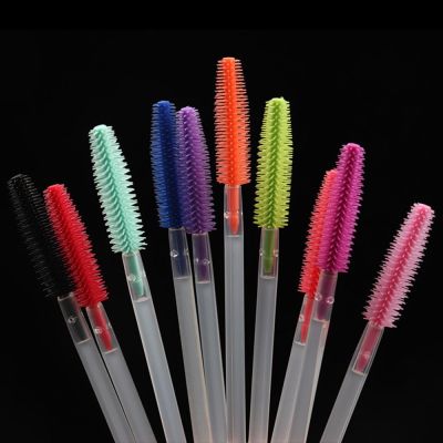 10Pcs Colorful Disposable Silicone Head Mascara Applicator Spooler Brush Eyebrow Comb Brush Eyelash Extension Makeup Tools Makeup Brushes Sets