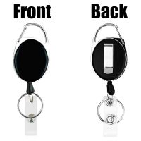 10 Pack Heavy Duty Retractable Badge Reel Id Card Holder with Clip and Keyring Carabiner Keychain with Belt Clip Black