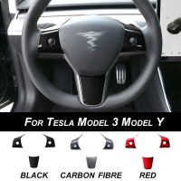 For Tesla Model 3 Model Y Steering Wheel Trim Sticker Real Carbon Fiber Cover Frame True Carbon Interior Modification Accessorie