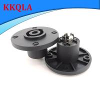 QKKQLA Shop 1pcs 4pin Round XLR mount panel power socket European-style 4Pin Female Compatible Audio Cable Connector socket