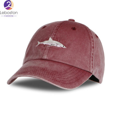 Leboston (หมวก) Unisex แฟชั่นการ์ตูนฉลามเย็บปักถักร้อยกีฬาหมวกหมวกเบสบอลปรับได้