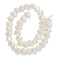 ลูกปัดมุกแท้ (Pearl) ลักษณะเม็ดกลมแบน (Flat Round) 9x10,11 mm - (สีขาว)