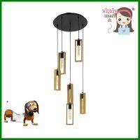 ไฟช่อ EGLO LITTLETON 49549 สีดำ/ลายไม้ 6 หัวCLUSTER PENDANT LAMP EGLO LITTLETON 49549 BLACK/WOOD 6-LIGHT **คุ้มที่สุดแล้วจ้า**