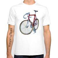 Hand Painted Watercolor Cool Classic Frejus Track Bike Retro Fixed Gear Bicycle Print T-Shirt Summer Men Hip Hop Tops White Tees