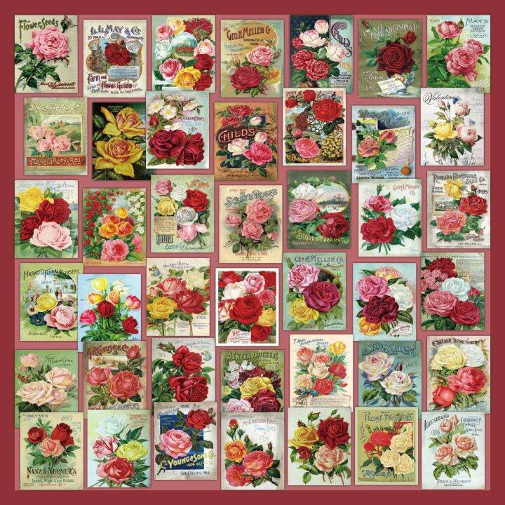 10-30-58pcs-vintage-sticker-poster-magazine-rose-flower-pattern-for-car-motorcycle-luggage-skateboard-travel-laptop-doodle