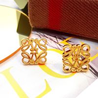 2023 Genuine  Luojia geometric hollow three-dimensional brass gold-plated earrings high-end light luxury simple and versatile square earrings earrings trendy