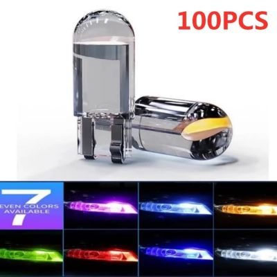 【CW】100x 2022 Newest W5W Led T10 Car Light COB Glass 6000K White Auto Automobiles License Plate Lamp Dome Read DRL Bulb Style 12V