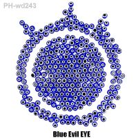 20/50Pcs 6-14mm Blue Evil Eye Bead Flat Round Turkish Eye Resin Beads For Bracelet Necklace Earring Phone Chain Making