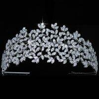 Crown ใบออกแบบ Vintage งานแต่งงานเจ้าสาวเครื่องประดับผม Party รัดเกล้าและมงกุฎ Cubic Zircon BC5170 Corona