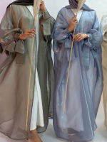 ฤดูร้อน Eid djelabaya ดูไบเงานุ่มพัฟแขนชุดมุสลิม Silky abaya ดูไบตุรกีมุสลิมชุดอิสลาม abayas WY800