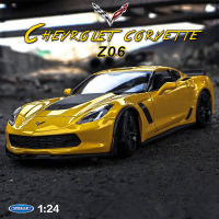 WELLY 1:24 2017 Chevrolet Corvette Z06รถรุ่นรถจำลองรถ Die Casting รุ่นตกแต่งคอลเลกชันของขวัญของเล่น B80