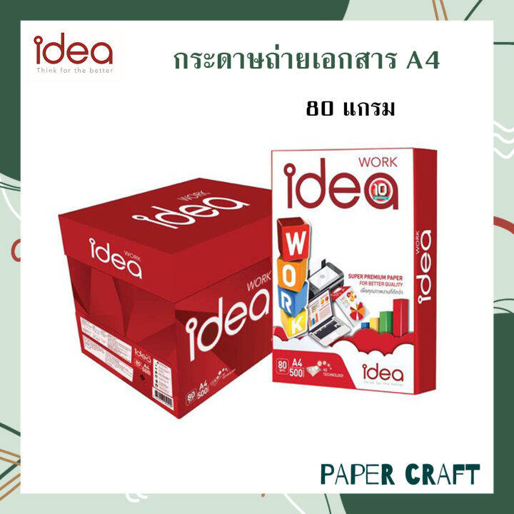 Idea Work กระดาษถ่ายเอกสาร A4 80 แกรม 5 รีม ยกลัง Th