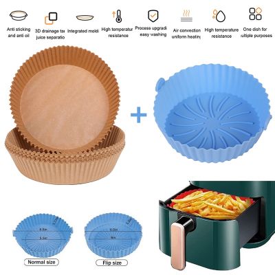 Air Fryers Silicone Baking Pan Round Fryer Tray Oven AirFryer Paper Reusable Grill Accessories
