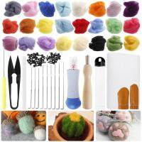 เข็ม Felting ชุดเริ่มต้นสำหรับผู้เริ่มต้นผู้ใหญ่24สีขนสัตว์ท่องเที่ยว F Elting ชุดที่มีอุปกรณ์เสริมที่สมบูรณ์ F Elting ขนสัตว์ชุด