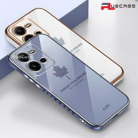 PlusCase Maple Leaf 6D เคสสำหรับ vivo V25 5G / vivo V25e 4G กันกระแทกรูปแบบการป้องกันชุบซิลิโคนเคสโทรศัพท์