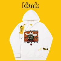 Bkmk เสื้อฮู้ดยีนส์ฮิปฮอปทันสมัย,คลังสินค้าพร้อมมีหมวกดีไซน์เฉพาะผู้ชายสไตล์คู่รักฤดูใบไม้ร่วง