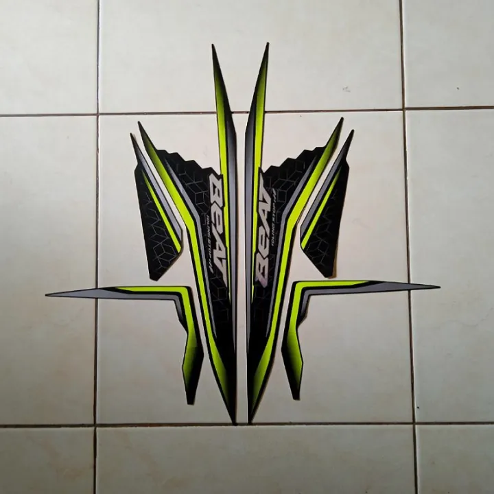 stiker striping motor honda beat cbs iss 2020 hitam-stabilo | Lazada