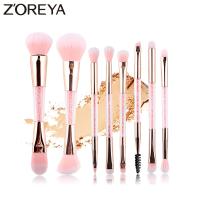 ZOREYA Br สีชมพูแปรงแต่งหน้าเพชรหัวคู่ผมสังเคราะห์นุ่มแปรงแต่งหน้าแป้งรองพื้นเครื่องมือความงามอายแชโดว์