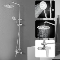 Silver Copper Thermostatic Shower Set Shower Faucet Bathtub Round Shower Head Sprayer Hot/Cold Shower Faucet Rain Shower Set