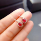 Real Natural Ruby Gemstone Stud Earrings for Women 925 Sterling Silver Christmas Gift Wedding New 4*5mm