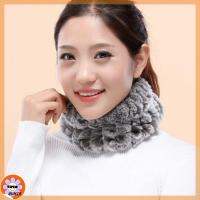 UUMIR Winter Warm Elastic Ring Cowl Rex Rabbit Head Bands Fur Scarf Scarves