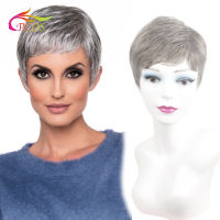 Short Synthetic Brown or Silver Hair Wigs for Sexy Black or White Women Two Color Available