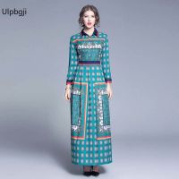 Elegant Tie Dye Print Maxi Dress Women Full Sleeve High Waist Geometry Printed Patchwork Celebrity Party Long Vestidos