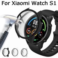 Protective Case for Xiaomi Watch S1 Smart Watch All-in-one Full Screen Protector Glass + PC Bumper Cover for Mi S1 Watch Cables